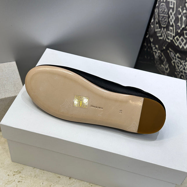 THE ROW 26S BALLET FLATS IN BLACK CALFSKIN