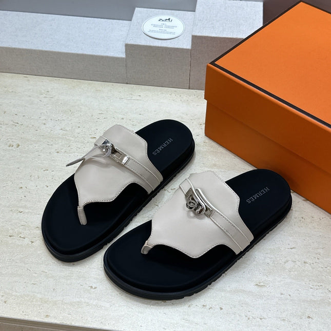 HM 26S EMPIRE SANDAL IN IVORY WHITE CALFSKIN SILVER HARDWARE