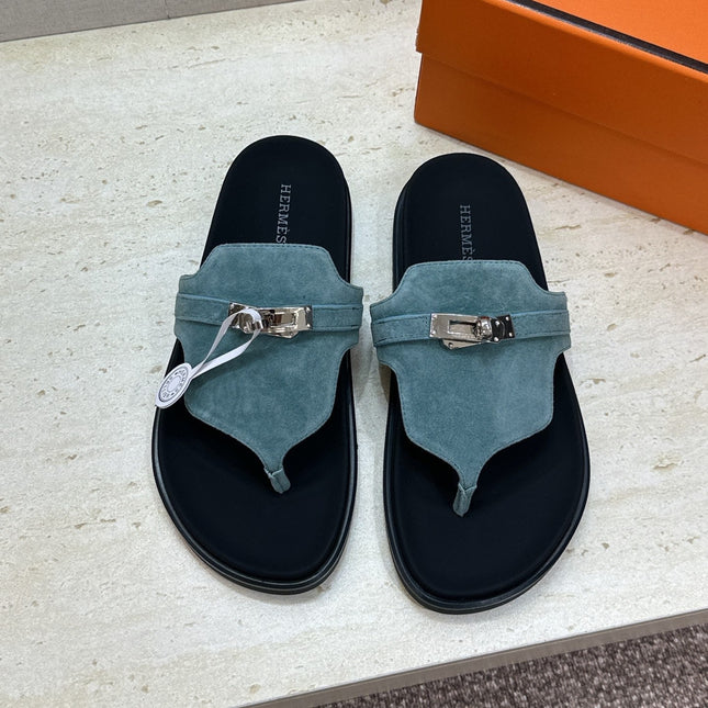 HM 26S EMPIRE SANDAL IN DUSTY SKY BLUE SUEDE SILVER HARDWARE