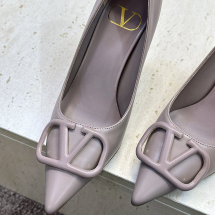 VALENTINO 26S HIGH HEELS 80 MM IN GREYISH BEIGE CALFSKIN