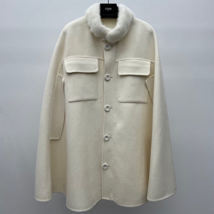 FENDI 26S FUR-COLLAR CAPE COAT 536