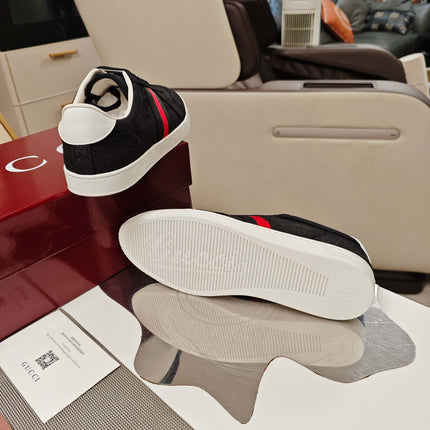 GUCCI 26S GG WEB SNEAKERS IN BLACK GG CANVAS