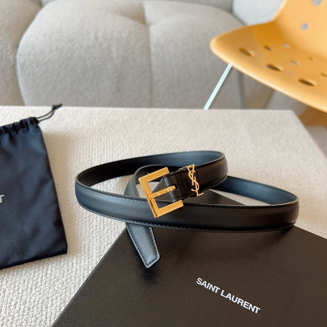 YSL 25S BELT 30 MM IN BLACK CALFSKIN 588783