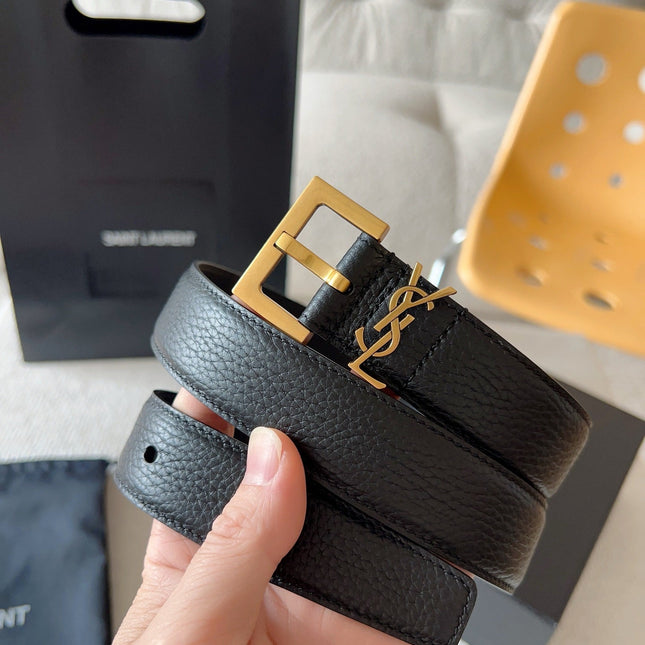 YSL 25S BELT 30 MM IN BLACK CALFSKIN 571015