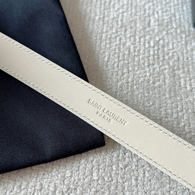 YSL 25S BELT 20 MM IN CREAM WHITE CALFSKIN 571017
