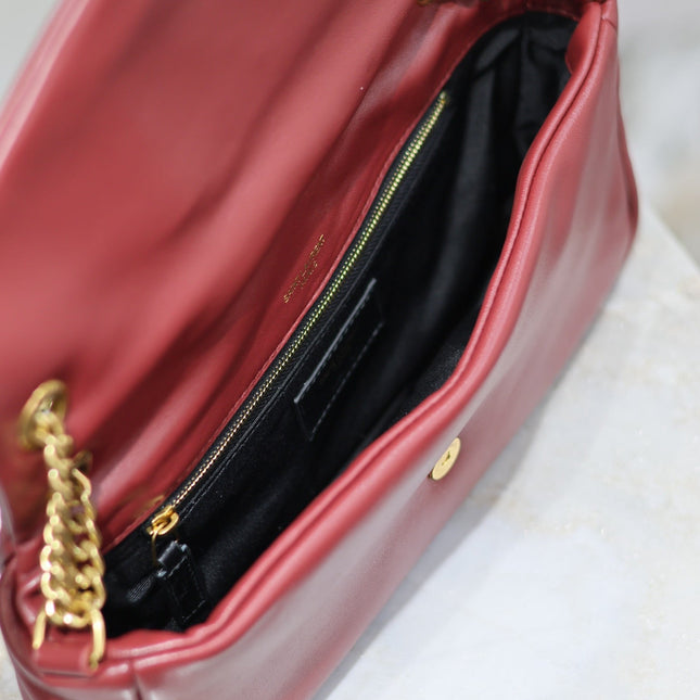 YSL 25S CALYPSO HANDBAG 26 IN BURGUNDY LAMBSKIN GOLD HARDWARE