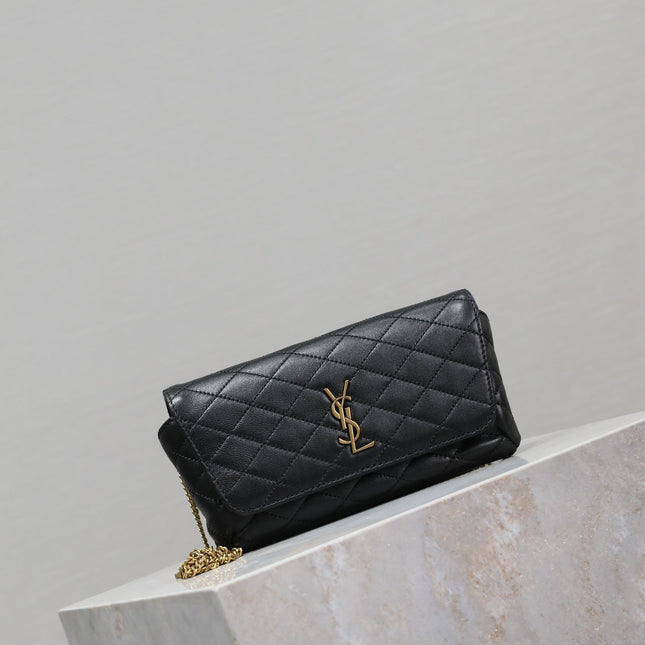 YSL 25S SAINT LAURENT GABY 19 IN BLACK QUILTED CALFSKIN GOLD HARDWARE