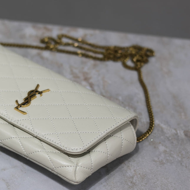 YSL 25S SAINT LAURENT GABY 19 IN BLANC VINTAGE QUILTED CALFSKIN GOLD HARDWARE