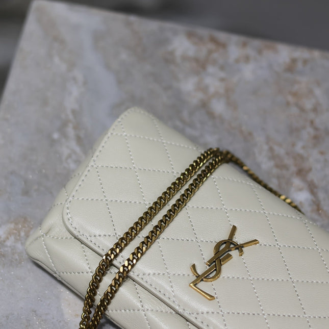 YSL 25S SAINT LAURENT GABY 19 IN BLANC VINTAGE QUILTED CALFSKIN GOLD HARDWARE