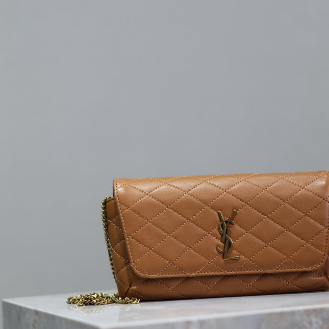 YSL 25S SAINT LAURENT GABY 19 IN FOX QUILTED CALFSKIN GOLD HARDWARE