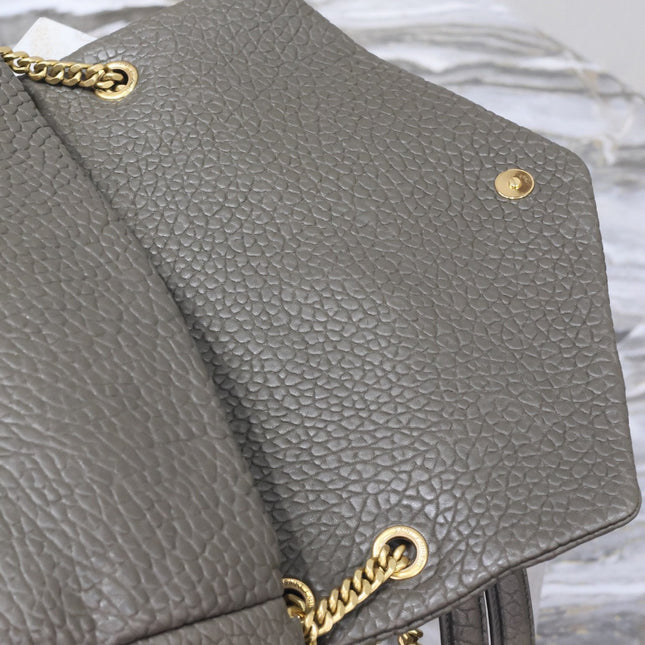 YSL 25S CALYPSO BAG 38 IN ARMY GREEN GRAINED LAMBSKIN GOLD HARDWARE