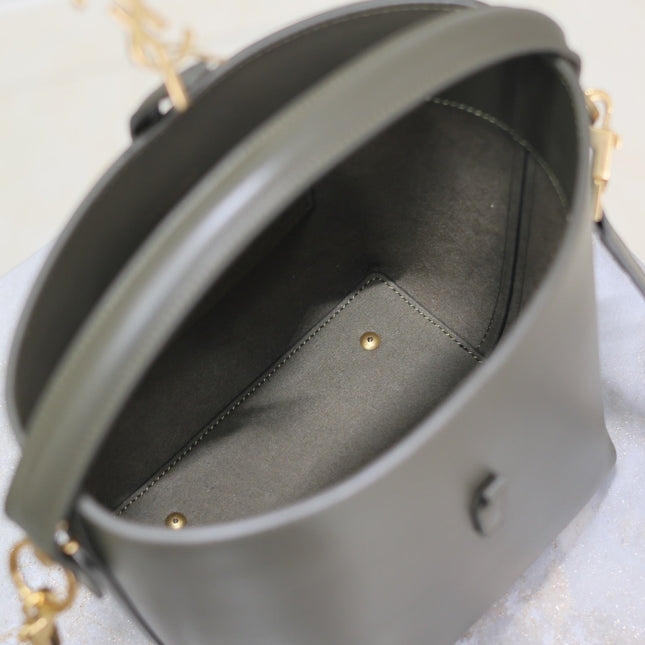 YSL 25S LE 37 MINI 20 IN DARK OLIVE CALFSKIN GOLD HARDWARE