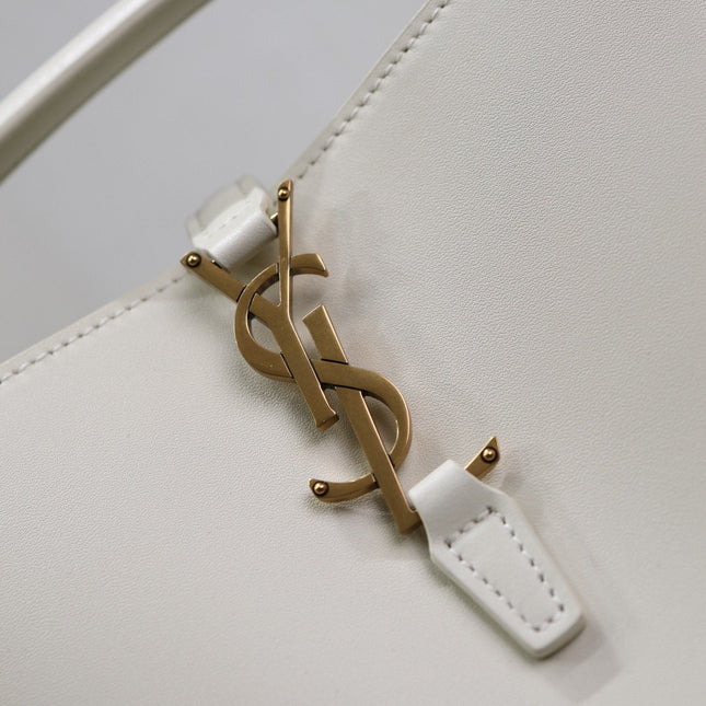 YSL 25S LE 37 BAG 20 IN DUSTY GRAY CALFSKIN GOLD HARDWARE