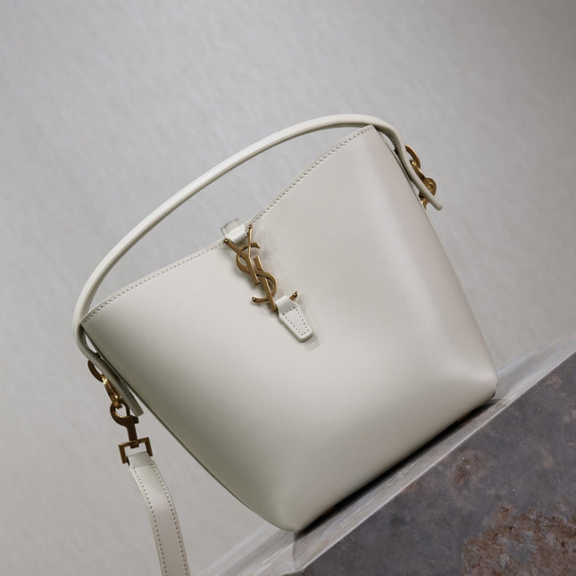 YSL 25S LE 37 BAG 20 IN DUSTY GRAY CALFSKIN GOLD HARDWARE