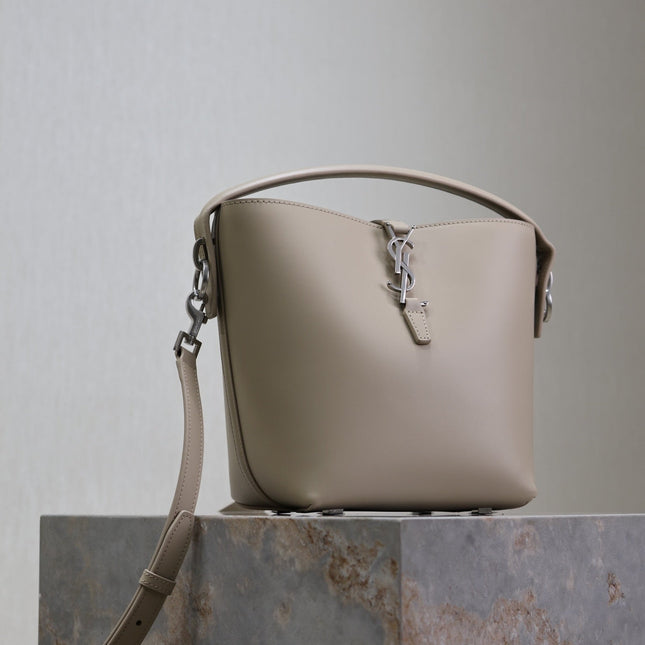 YSL 25S LE 37 BAG 20 IN DUSTY GRAY CALFSKIN SILVER HARDWARE