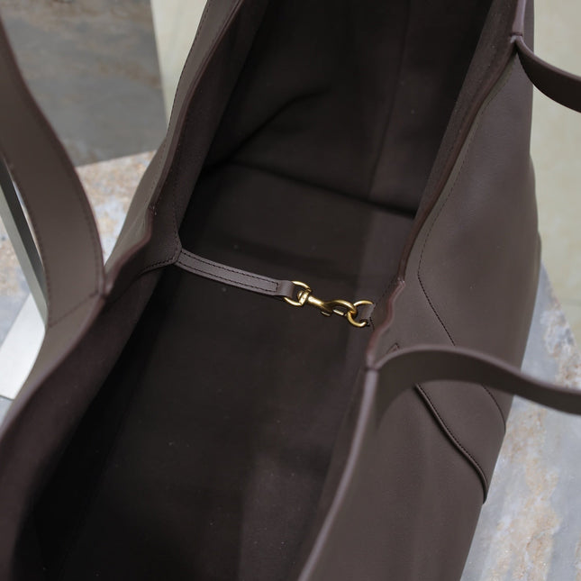 YSL 25S Y TOTE 50 IN PURPLE BROWN CALFSKIN GOLD HARDWARE