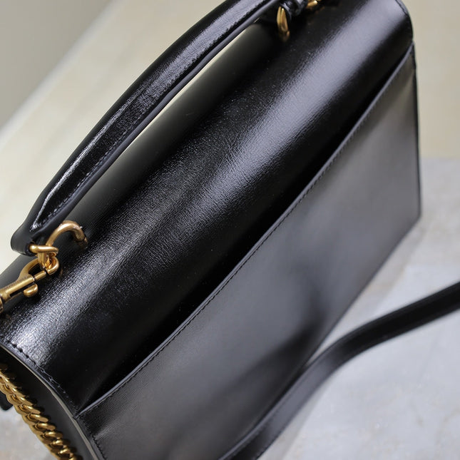 YSL 25S SUNSET MM 25 IN BLACK CALFSKIN GOLD HARDWARE