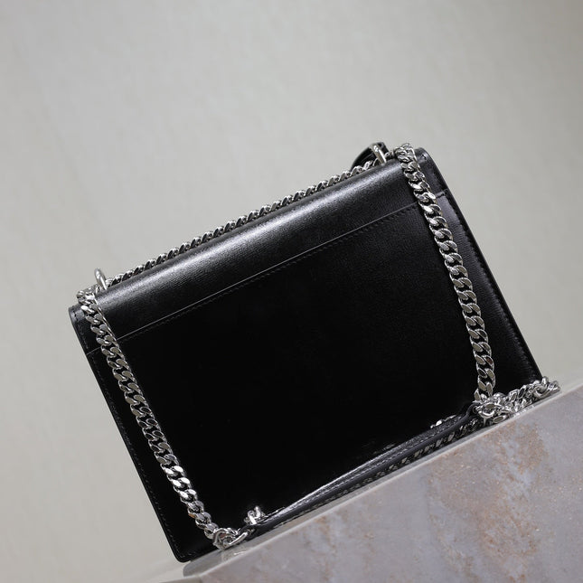 YSL 25S SUNSET BAG 22 IN BLACK CALFSKIN SILVER HARDWARE