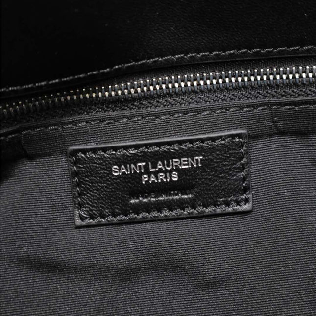 YSL 25S LOULOU PUFFER GM 35 IN BLACK CALFSKIN SILVER HARDWARE