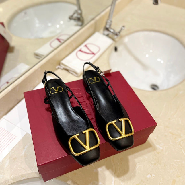 VALENTINO 26S SLINGBACK IN BLACK SMOOTH CALFSKIN