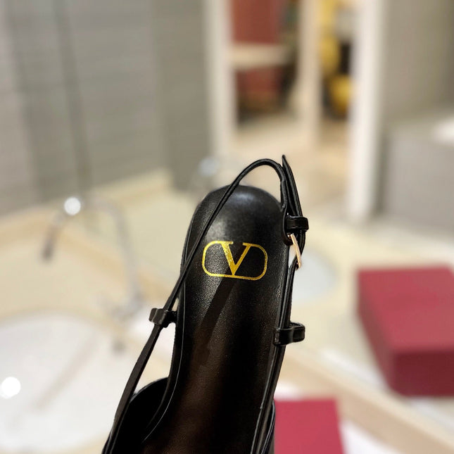 VALENTINO 26S SLINGBACK IN BLACK SMOOTH CALFSKIN