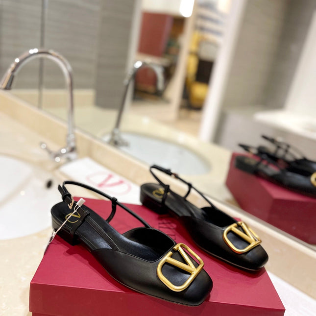 VALENTINO 26S SLINGBACK IN BLACK SMOOTH CALFSKIN