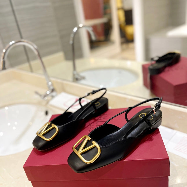 VALENTINO 26S SLINGBACK IN BLACK SMOOTH CALFSKIN