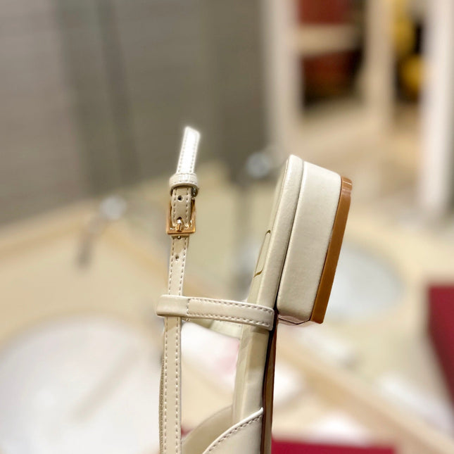 VALENTINO 26S SLINGBACK IN CREAM WHITE SMOOTH CALFSKIN