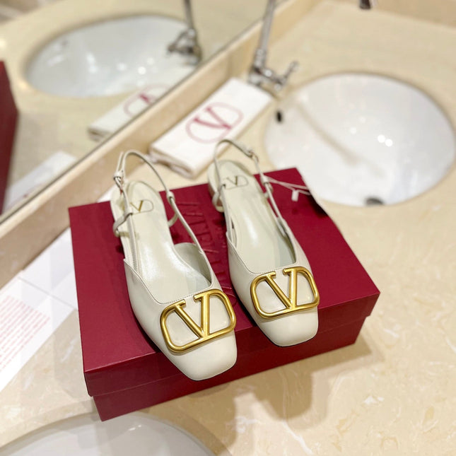 VALENTINO 26S SLINGBACK IN CREAM WHITE SMOOTH CALFSKIN