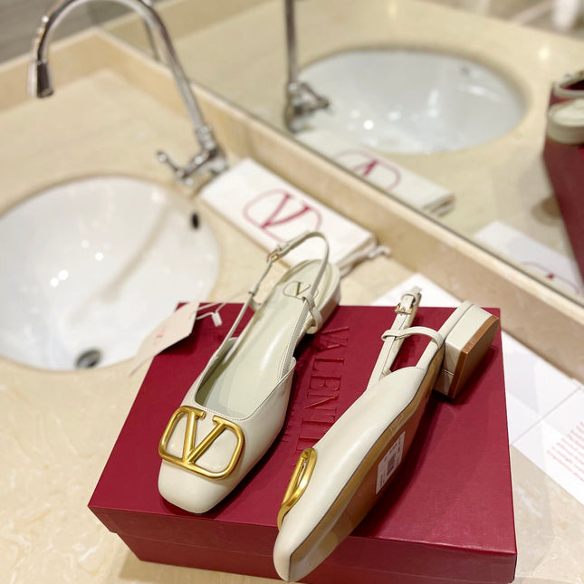 VALENTINO 26S SLINGBACK IN CREAM WHITE SMOOTH CALFSKIN