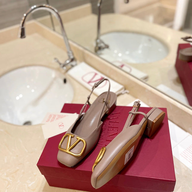VALENTINO 26S SLINGBACK IN BEIGE PINK SMOOTH CALFSKIN