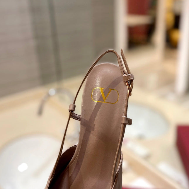 VALENTINO 26S SLINGBACK IN BEIGE PINK SMOOTH CALFSKIN
