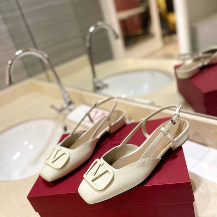 VALENTINO 26S SLINGBACK IN CREAM WHITE PATENT CALFSKIN