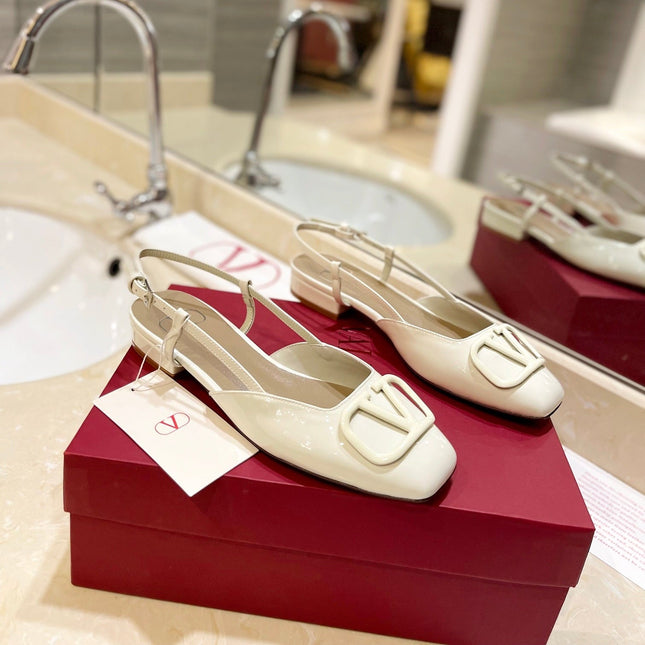 VALENTINO 26S SLINGBACK IN CREAM WHITE PATENT CALFSKIN