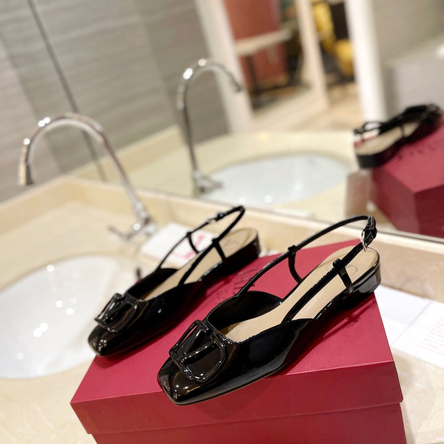 VALENTINO 26S SLINGBACK IN BLACK PATENT CALFSKIN