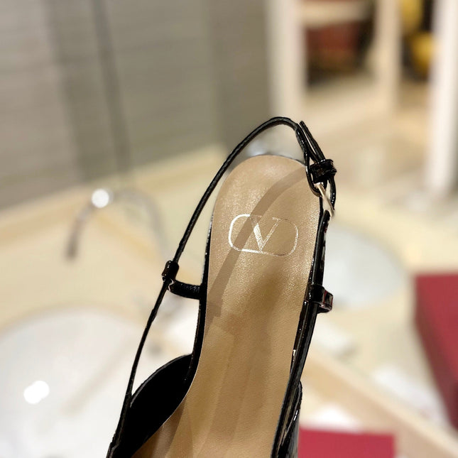 VALENTINO 26S SLINGBACK IN BLACK PATENT CALFSKIN