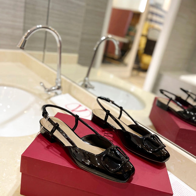 VALENTINO 26S SLINGBACK IN BLACK PATENT CALFSKIN