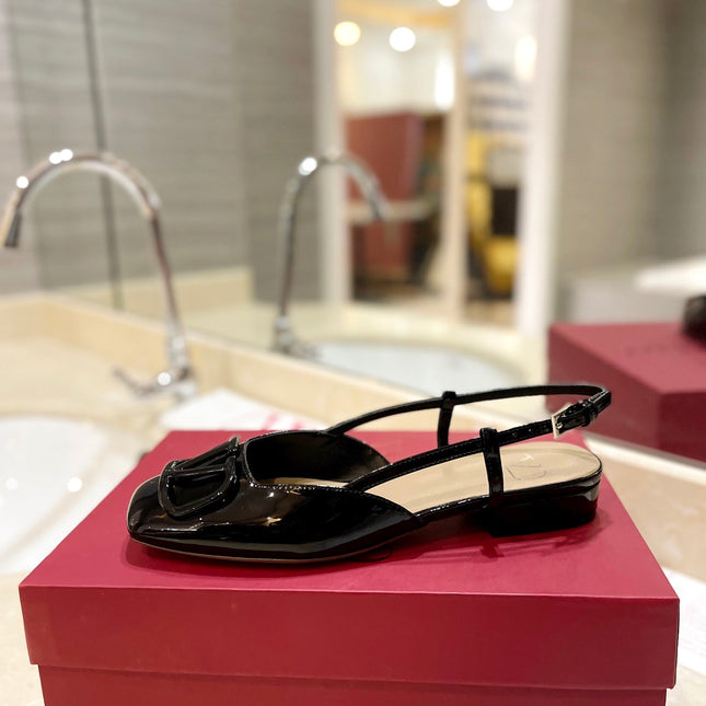 VALENTINO 26S SLINGBACK IN BLACK PATENT CALFSKIN