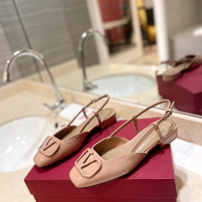 VALENTINO 26S SLINGBACK IN LIGHT BEIGE PINK PATENT CALFSKIN