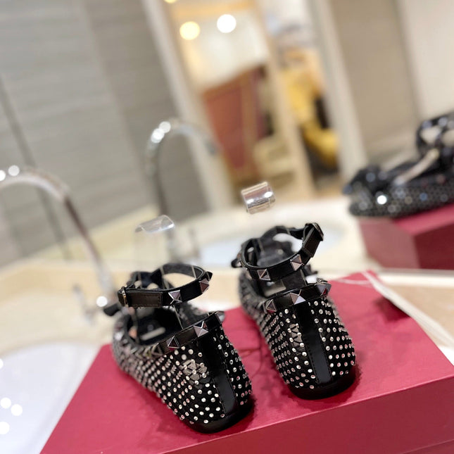 VALENTINO 26S BALLET FLATS IN BLACK CRYSTAL-EMBELLISHED MESH
