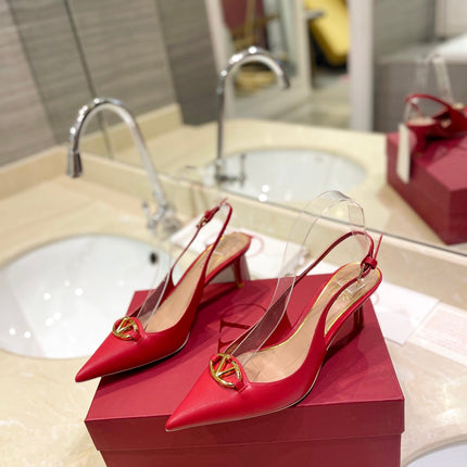 VALENTINO 26S SLINGBACK PUMPS 65 MM IN RED CALFSKIN