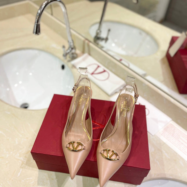 VALENTINO 26S SLINGBACK PUMPS 65 MM IN NUDE CALFSKIN