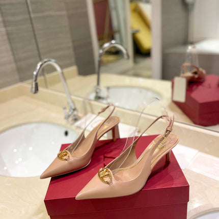 VALENTINO 26S SLINGBACK PUMPS 65 MM IN NUDE CALFSKIN