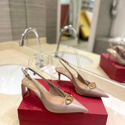 VALENTINO 26S SLINGBACK PUMPS 65 MM IN BEIGE CALFSKIN