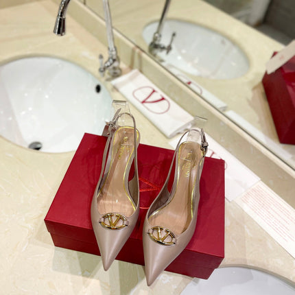 VALENTINO 26S SLINGBACK PUMPS 65 MM IN BEIGE CALFSKIN