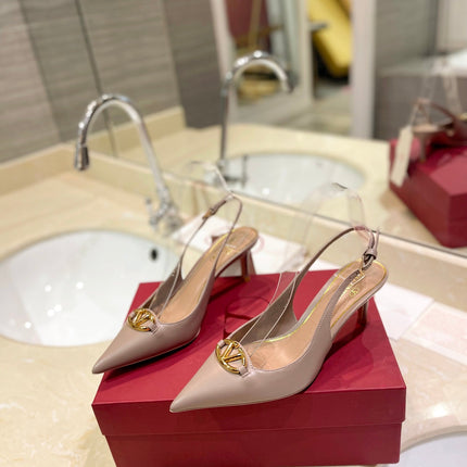 VALENTINO 26S SLINGBACK PUMPS 65 MM IN BEIGE CALFSKIN