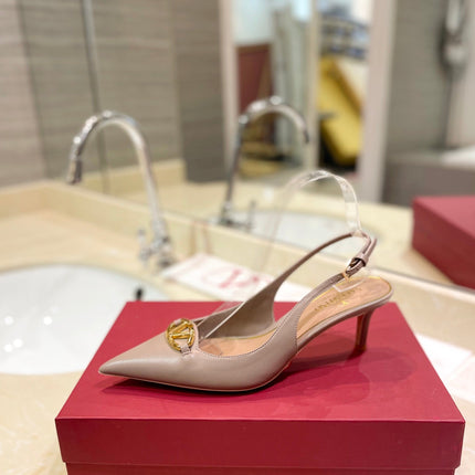 VALENTINO 26S SLINGBACK PUMPS 65 MM IN BEIGE CALFSKIN