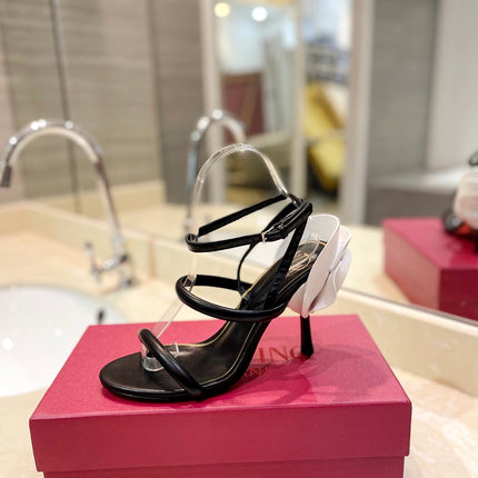 VALENTINO 26S STRAPPY HEEL SANDALS 100 MM IN BLACK CALFSKIN