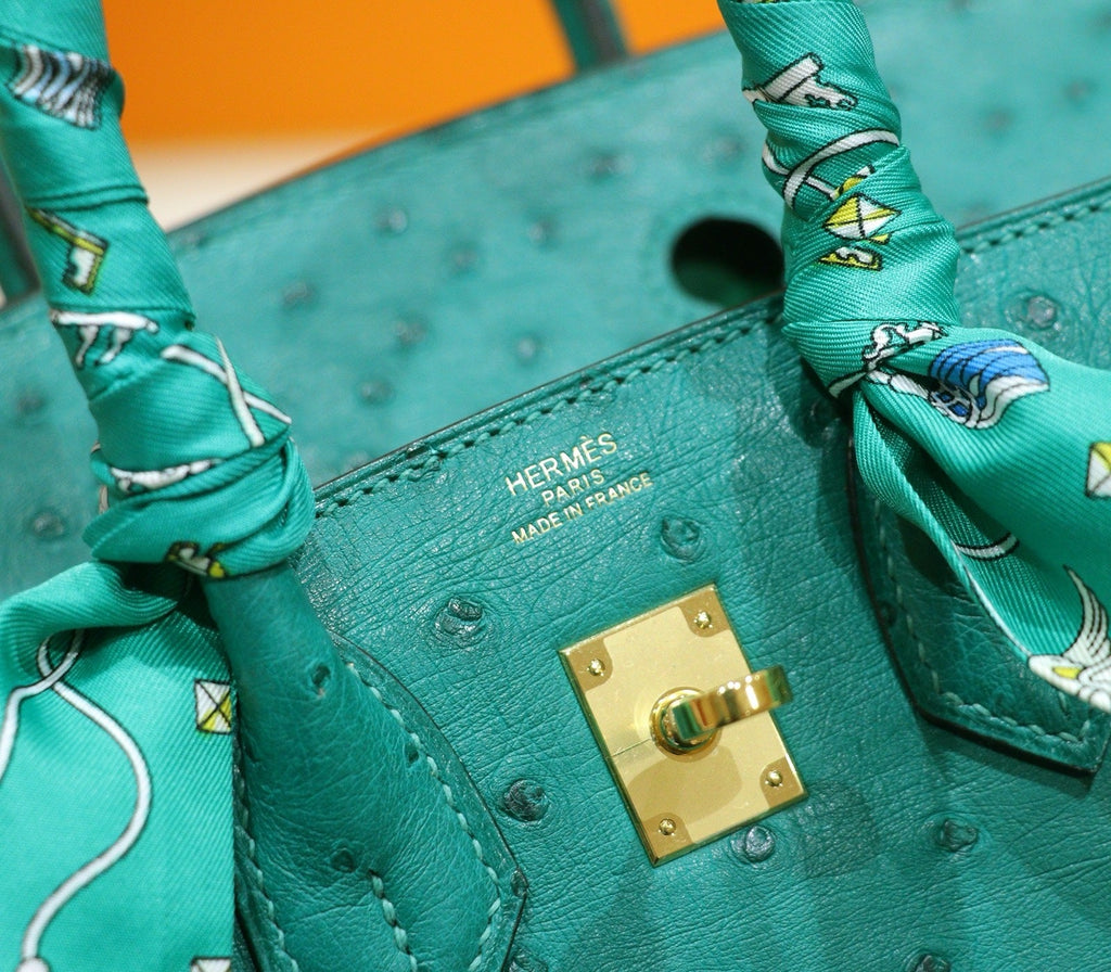 HM 25S BIRKIN 25 CM IN DARK GREEN OSTRICH WITH GOLD HARDWARE