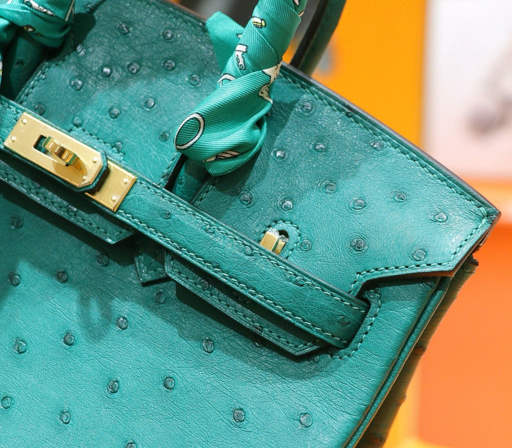 HM 25S BIRKIN 25 CM IN DARK GREEN OSTRICH WITH GOLD HARDWARE